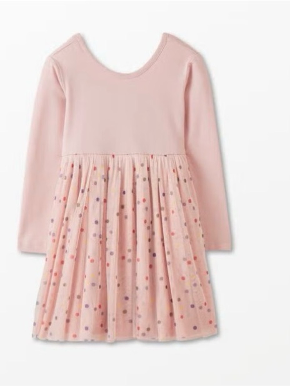 Hanna Andersson Light Pink Dot-Tulle Long Sleeve Dress